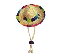 Hintyne Chapeau De Paille pour Animaux De Compagnie Chapeau De Chat Chapeaux De Fête Sombrero Réglables pour Chien Chapeau Mexicain Multicolore Casquette De Costume pour Chiot