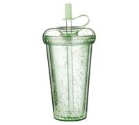 Hintyne Gobelets à Paillettes à Double Paroi Avec Couvercle Et Paille Tasse Isolée Sûre De 420 Ml/14,2 Oz Avec Paille Tasses à Paillettes étanches Tasse à Eau Portable Avec Paille Et Couvercle Vert