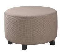 Hintyne Housse de Repose-Pieds Ronde Housse de Pouf Extensible en Jacquard Lavable et Pliable avec Bord élastique Convient aux poufs 61 à 74 cm diamètre. Marron