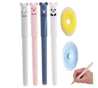 Hintyne Lot de 4 stylos effaçables adorables stylos gel effaçables avec 2 gommes fournitures scolaires durables pour une écriture un dessin et une correction précis. mignons
