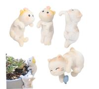 Hintyne Mini Figurines de Chat 4 pièces Statues de Chat Mignonnes Figurines Jardin féerique en résine imperméable décorations végétales pour Pots vases bonsaïs terrariums Aquariums décoration Bureau
