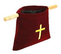 Hintyne Paniers d'offrandes pour l'église Sacs bibliques brodés avec Croix et poignées en Bois Sacs d'église en Velours pour Les Fournitures de Communion des églises Bordeaux