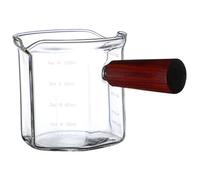 Hintyne Tasse doseuse à Expresso Verre à Shot Expresso 120 ML/4, 1 oz avec Manche en Bois et Double Bec verseur Accessoires de Bar café résistants la Chaleur