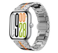 HinZann Metal Bracelet pour Xiaomi Smart Band 10 Pro / 9 Pro / 8 Pro, Acier Inoxydable Montre de Rechange, Réglable Bracelet Montre pour Xiaomi Redmi Watch 6 / Watch 5 / Watch 4 - Titane Orange