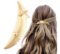 HINZIC Barrette à cheveux en forme d'étoile de 8,4 cm, avec motif lune dorée, grande épingle à cheveux française en métal pour mariage, bal de fin d'année, accessoires pour cheveux longs et épais