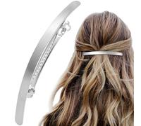HINZIC Grande barrette à cheveux argentée de 10,2 cm en métal pour mariage, bal de fin d'année, accessoires de cheveux fantaisie pour femme, cheveux longs et épais