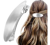HINZIC Grande barrette à cheveux ovale de 7,6 cm en métal argenté vintage pour mariage, bal de fin d'année, accessoires de cheveux formels pour femmes longs et épais