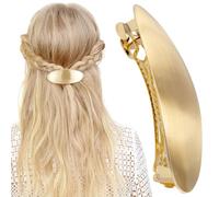 HINZIC Grande barrette à cheveux ovale dorée de 7,6 cm en métal vintage pour mariage, bal de fin d'année, accessoire décoratif pour cheveux longs et épais pour femme
