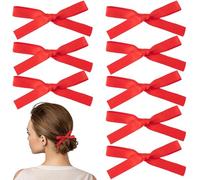 HINZIC Lot de 10 mini pinces à cheveux rouges en forme de nœud pour Halloween, Noël, Saint-Valentin, mariage, bal de fin d'année, accessoires de cheveux pour femmes et adolescentes