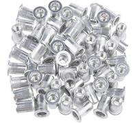 HINZIC Lot de 100 écrous à rivets à bride en aluminium 1/4-20, UNC, tête plate filetée, argent