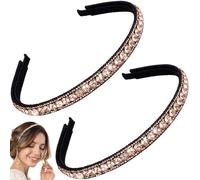 HINZIC Lot de 2 bandeaux en strass antidérapants pour femme - Accessoires pour mariage, fiançailles, banquet, Saint-Valentin - Marron