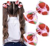 HINZIC Lot de 2 barrettes à cheveux en forme de nœud en forme de fraise - Accessoires de cheveux pour fille et femme - Rose