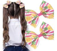 HINZIC Lot de 2 barrettes à cheveux en forme de nœud rose jaune ananas pour Noël, été, plage, Saint-Valentin, mariage, célébration de fruits, accessoires pour cheveux pour femme Raiponce