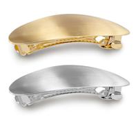 HINZIC Lot de 2 barrettes à cheveux ovales de 7,6 cm - Dorées et argentées - Grandes pinces à cheveux françaises en métal vintage - Pour mariage, bal, Noël, Halloween - Accessoires décoratifs pour