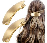 HINZIC Lot de 2 grandes barrettes à cheveux ovales en métal - Style vintage - Pour mariage, bal de fin d'année, formelle - Épais - Mince - Long, Court, Bou roit - Doré