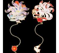 HINZIC Lot de 2 marque-pages mignons en métal amusants et uniques Kitsune pour enseignants, cadeaux sympas pour les amateurs de livres, cadeau pour femme, amateurs de livres, fête des mères, Noël,