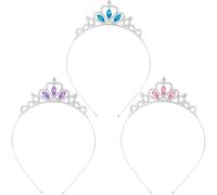 HINZIC Lot de 3 diadèmes antidérapants et réglables en strass pour femme, accessoires de cheveux pour mariage, anniversaire, fête, bal de fin d'année, bleu, rose et violet
