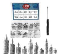 HINZIC Lot de 300 vis à pointe plaquée nickel avec tournevis pour réparation de ceinture, portefeuille, sac à main (M2 x 3-M2 x 8, M2,5 x 3-M2,5 x 8, M3 x 4-M3 x 10)