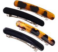 HINZIC Lot de 4 barrettes à cheveux françaises pour femme, 6,2 cm, petites pinces à cheveux en écaille de tortue, mates/brillantes, antidérapantes, accessoires de cheveux plats pour cheveux fins et