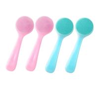 HINZIC Lot de 4 brosses de nettoyage manuelles en silicone pour le visage, respectueuses de la peau, imperméables, exfoliantes, pour enlever les points noirs, les points blancs, les résidus de