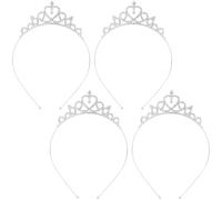 HINZIC Lot de 4 diadèmes antidérapants avec strass pour femme, style cœur, accessoires de cheveux pour mariage, anniversaire, fête, bal de fin d'année, argenté