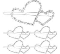 HINZIC Lot de 5 barrettes à cheveux en forme de cœur avec strass et strass - Barrettes en cristal creux - Style bohème - Pour Saint-Valentin, mariage, bal de fin d'année, accessoires décoratifs pour