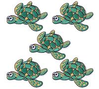 HINZIC Lot de 5 écussons brodés à thermocoller ou à coudre Motif tortue de mer Pour vêtements sac à dos robe sacs chapeaux