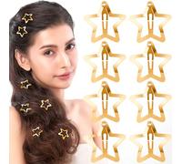 HINZIC Lot de 8 barrettes à cheveux en forme d'étoile dorée de 2,5 cm - 30 mm - Antidérapantes - Pour mariage, bal, Halloween, Noël - Accessoires pour cheveux pour femme