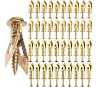 HINZIC Lot de 80 vis d'ancrage auto-perceuses en acier zingué pour cloison sèche, boulons d'expansion en métal robuste pour sangles d'étagère TV, plaques de plâtre (40 ensembles)