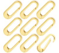 HINZIC Lot de 9 mousquetons ovales plaqués or 18 carats - Hypoallergénique - Petit collier - Bague à ressort pour bracelet de cheville, fabrication de bijoux, loisirs créatifs