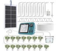 HiOazo Kit d'Arrosage Goutte à Goutte Automatique Solaire, Programmateur Large Écran 3,5", Irrigation Racinaire Précise pour Jusqu’à 15 Plantes, Pompe 800 ml/min pour balcon et jardin