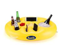 HIOBUREY Porte-gobelet gonflable XXL - Support de piscine multifonction pour plage, jacuzzi et fête (62 x 35 cm) - Avec 4 compartiments pour boissons, collations et téléphone portable