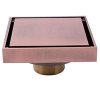 HIOdfhTW Siphon De Sol Couvercle de Drain Sol en Laiton, 8 Couleurs, désodorisation, carré 100x100mm, Anti-Odeur, Salle Bains, Balcon, Douche Invisible(Red Bronze)