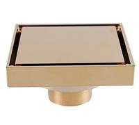 HIOdfhTW Siphon De Sol Couvercle de Drain Sol en Laiton, 8 Couleurs, désodorisation, carré 100x100mm, Anti-Odeur, Salle Bains, Balcon, Douche Invisible(Gold)