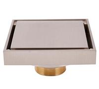 HIOdfhTW Siphon De Sol Couvercle de Drain Sol en Laiton, 8 Couleurs, désodorisation, carré 100x100mm, Anti-Odeur, Salle Bains, Balcon, Douche Invisible(Brushed Nickel)