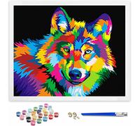 Hiolife Peinture par Numero pour Enfant et Débutant, Loisirs Créatifs Activité Manuelle, Peinture Acrylique Kit de Dessin pour Filles et Garçons, Sans Cadre 40 x 50 cm - Animaux - Loup