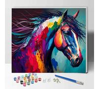 Hiolife Peinture par Numero pour Enfant et Débutant, Loisirs Créatifs Activité Manuelle, Peinture Acrylique Kit de Dessin pour Filles et Garçons, Avec Cadre 30 x 40 cm - Animaux - Cheval