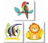 Hiolife Peinture par Numero pour Enfant et Débutant, Loisirs Créatifs Activité Manuelle, Peinture Acrylique Kit de Dessin pour Filles et Garçons, Avec Cadre 20 x 20 cm - Lot de 3