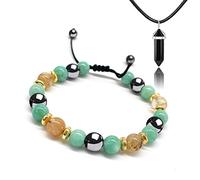 Hion Bracelet triple protection - Pour un maximum d'argent chanceux, bracelet énergétique en hématite pour homme et femme, 9 4 inch, Cristal Pierre précieuse, Agate