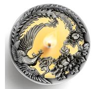 Hion Couvercle Illuma Lid pour Bougie Parfumée, en Métal Élégant Sculpté, Accessoire Décoratif Aidant la Combustion Uniforme et Cadeau Parfait pour Femme et Maison (Phénix Argenté)