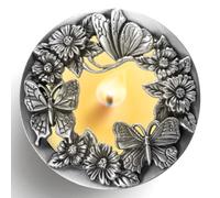 Hion Couvercle Illuma Lid pour Bougie Parfumée, en Métal Élégant Sculpté, Accessoire Décoratif Aidant la Combustion Uniforme et Cadeau Parfait pour Femme et Maison (Papillon Argenté)