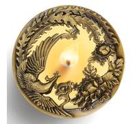 Hion Couvercle Illuma Lid pour Bougie Parfumée, en Métal Élégant Sculpté, Accessoire Décoratif Aidant la Combustion Uniforme et Cadeau Parfait pour Femme et Maison (Phénix Doré)