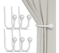 Hion Embrasses de Rideaux Blanc 4 pièces, Embrasses de Rideaux Supports de Crochets de Rideaux muraux pour Rideaux