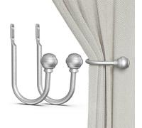 Hion Embrasses de Rideaux Gris Argent 2 pièces, Embrasses de Rideaux Supports de Crochets de Rideaux muraux pour Rideaux