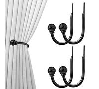 Hion Embrasses de Rideaux Noir 4 pièces, Embrasses de Rideaux Supports de Crochets de Rideaux muraux pour Rideaux