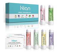 Hion Kit de Formation Smell, 6 Huiles Essentielles, kit de Formation Olfactif Aide à Retrouver Votre Sens de l'odorat, Huiles Essentielles de Citron Menthe Rose Pamplemousse Clou de Girofle
