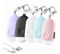 Hion Lot de 5 alarmes de sécurité personnelle rechargeables de 130 dB pour femmes - Porte-clés avec lampe de poche LED - Alarme d’autodéfense pour femmes, enfants, personnes âgées et étudiantes
