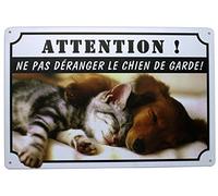 Hioni Attention Ne Pas Déranger Le Chien De Garde, Pancarte en Métal Panneau Poster Plaque Métallique Slogan Art Décor Vintage Pr Bar Café Pub