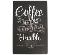 Hioni Coffee Makes Everything Possible, Pancarte en Métal Panneau Poster Plaque Métallique Slogan Art Décor Vintage Pr Bar Café Pub