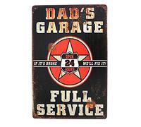 Hioni Dad's Garage Full Service Open 24 Hours Vintage Plaque de poster Panneau mural décoration murale métal Plaque